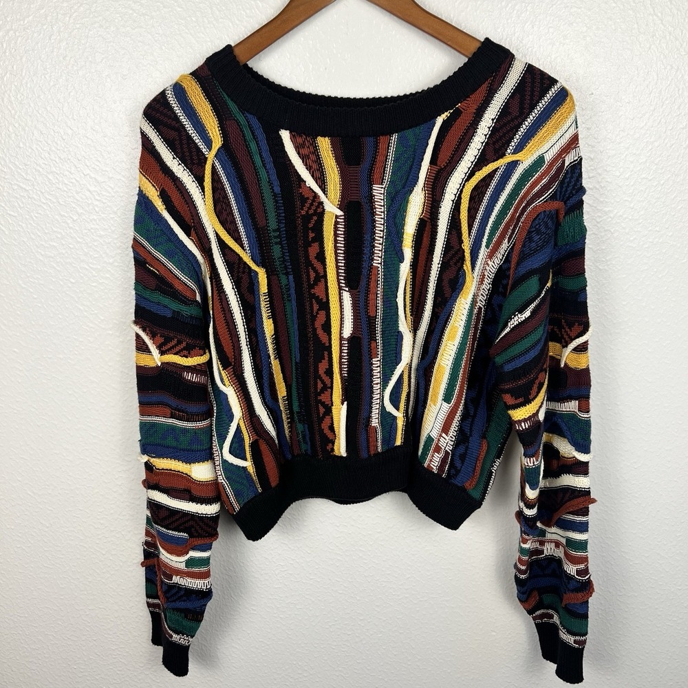 3D Knit Sweater Womens Small Indie Vintage 80s Oversized Colorful Whimsigoth